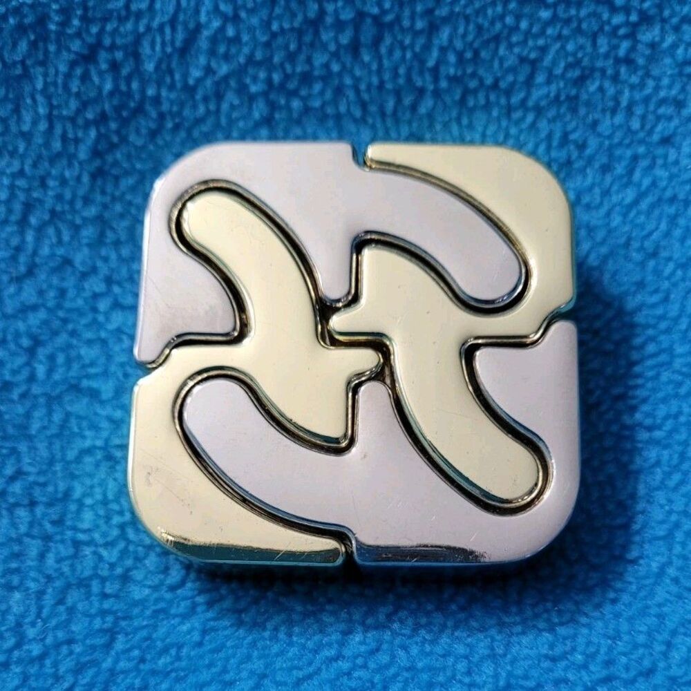 Square Hanayama Metal Brainteaser Puzzle Mensa Rated Level 6, for Ages 12 and Up